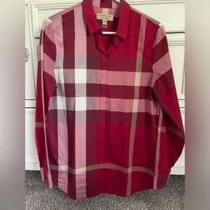 BURBERRY BRIT
Plaid Print Long Sleeve Button-Up Top